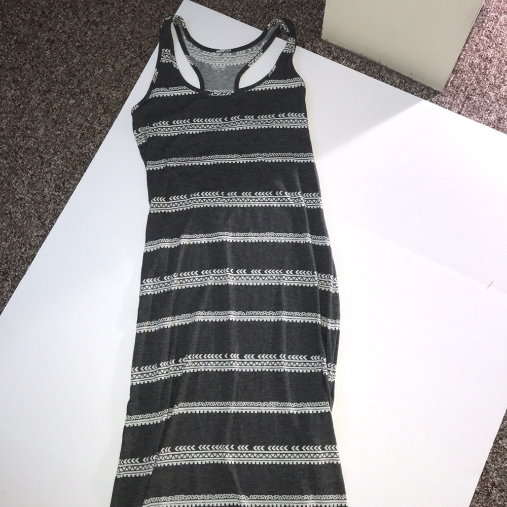 Gray and white maxi dress
